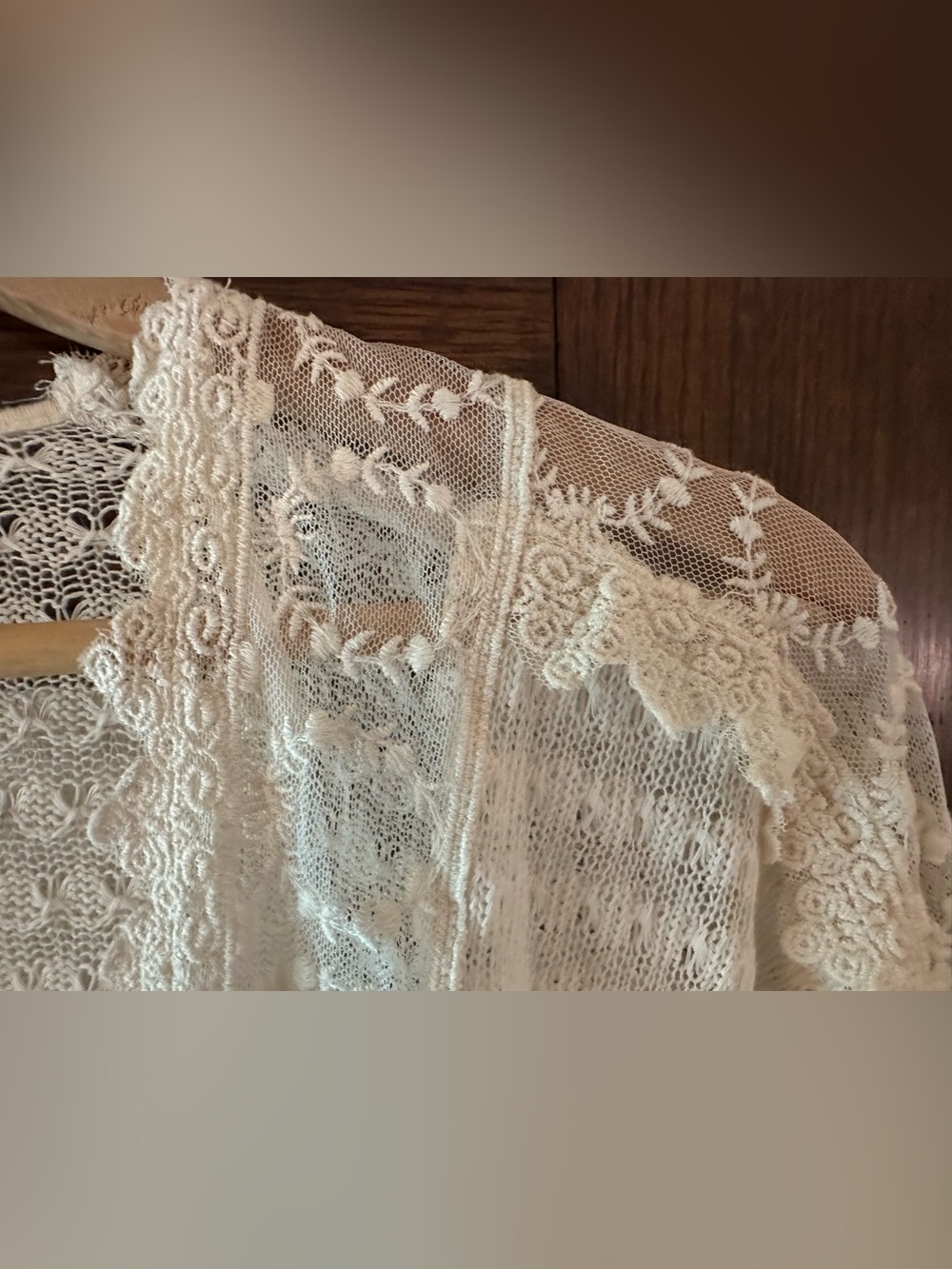 Monteau Cream Intricate Lace Knit Romantic Boho Size S - Picture 4 of 7